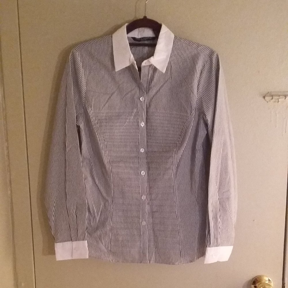 Zac & Rachel Petite Striped Button-down Collared Shirt SZ PS NWT